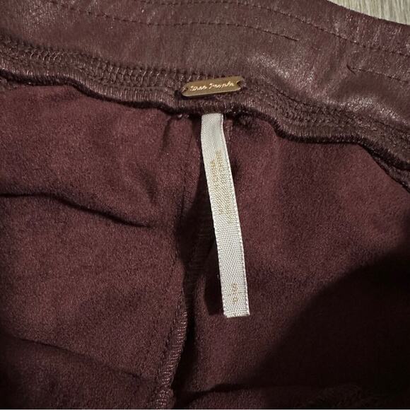 Free People Midnight Burgundy Faux Suede High Rise Ankle Leggings Size S - Picture 7 of 13